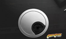 Premium Brushed Steel Finish Desk Grommet (50mm Zinc-Alloy) (Thumbnail )