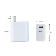 Dual Socket USB A+C Laptop USB Wall Charger (65W) (Thumbnail )