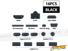 16-Piece Computer & AV Socket Protective Anti-Dust Caps (Black) (Thumbnail )