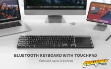 Rechargable Multi-Device Bluetooth Wireless Media Keyboard with Touchpad (Control 3 Systems) (Thumbnail )