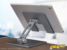 Compact Double-Hinged Aluminium Tablet Stand - Gunmetal Grey (for Tablets & Large Phones) (Thumbnail )