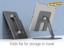 Compact Double-Hinged Aluminium Tablet Stand - Gunmetal Grey (for Tablets & Large Phones) (Thumbnail )