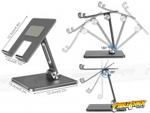 Compact Double-Hinged Aluminium Tablet Stand - Gunmetal Grey (for Tablets & Large Phones) (Thumbnail )