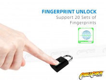 Small Keyless Smart Fingerprint Padlock - Rechargeable (Black) (Thumbnail )