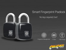 Heavy-Duty IP65 Waterproof Smart Fingerprint Padlock - Rechargeable (Black) (Thumbnail )