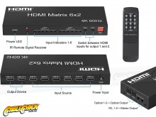 UltraHD 4K HDMI 6x2 True Matrix Switch & Audio Extractor (HDMI 2.0 Supports 4K@60Hz) (Thumbnail )