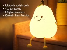 Charming Pear-Shaped Nursery Night Light (Multi-Mode, USB-C Rechargable) (Thumbnail )