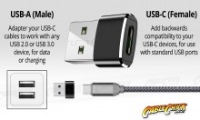 Premium Aluminium USB Type-C (Female) to Type-A (Male) Adapter - SILVER (Thumbnail )