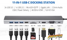 11-in-1 USB-C Docking Station with 100W PD, 4K/30Hz HDMI, VGA, Ethernet & More (PC or Mac) (Thumbnail )