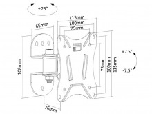 VESA TV Wall Mount with Tilt & Pan (25kg) (Thumbnail )