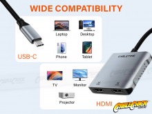 USB-C to 8K HDMI + 100W PD & USB-A (Single 8K/30 or Dual 4K/60 HDMI) (Thumbnail )