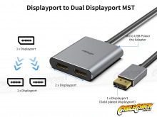 2-Port 8K DisplayPort 1.4 MST Splitter Hub (Dual 4K/60Hz) (Thumbnail )