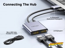 2-Port 8K DisplayPort 1.4 MST Splitter Hub (Dual 4K/60Hz) (Thumbnail )