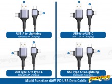 4-in-1 Multi-Function USB-A, USB-C & Lightning Cable (Up to 60W PD + 480Mbps Data) (Thumbnail )