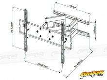 Heavy Duty Articulated Dual-Arm Wall Mount Bracket for Large TVs (65kg Up to VESA 600x400) (Thumbnail )