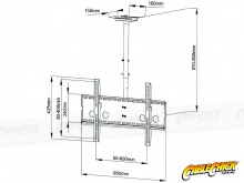 Premium LCD & Plasma TV Ceiling Mount Bracket - 80kg (Black) (Thumbnail )