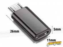 USB-C to Micro-USB Charging Adapter - Female to Male (Black) (Thumbnail )