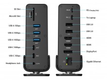 15-in-1 USB-C Triple Display MST Docking Station + 100W PD USB Hub (2x HDMI + DP) (Thumbnail )