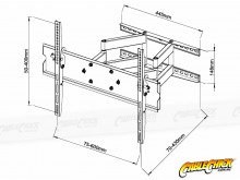 Heavy Duty Articulated Dual-Arm Wall Mount Bracket for Large TVs (65kg Up to VESA 600x400) (Thumbnail )