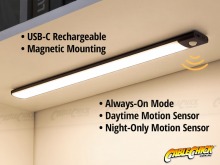 Slimline 20cm Magnetic LED Motion Sensor Light Bar - Rechargeable (Black) (Thumbnail )