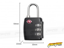Metal 3-Digit Luggage Padlock (Black - TSA Approved) (Thumbnail )