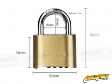 Heavy-Duty Brass 4-Digit Combination Padlock (25mm Shackle) (Thumbnail )
