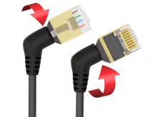 30cm Angled CAT6 Patch Lead with 360° Rotating Plugs (Thumbnail )