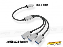 3-Port USB-C to Triple USB-A Squid Hub Splitter Cable (USB 3.0 5Gbps) (Thumbnail )