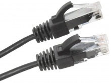 0.3m Ultra-Thin CAT6 RJ45 Ethernet Cable (Black, LSZH Compliant)