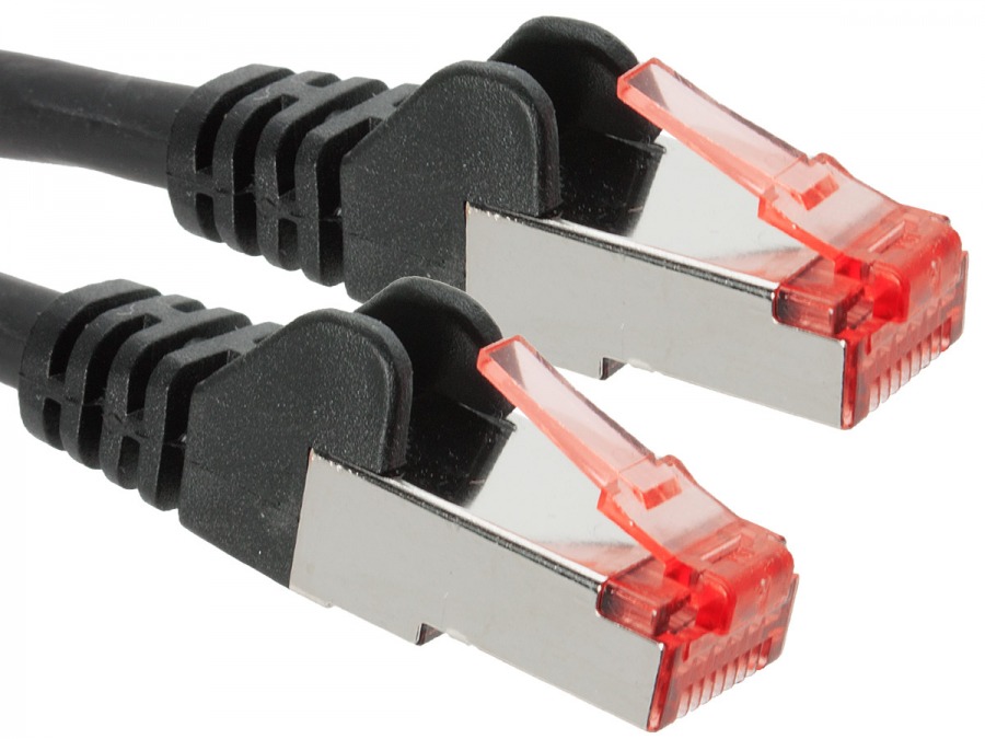 0.5m CAT6A Professional RJ45 Shielded Ethernet Cable (Black) (Photo )