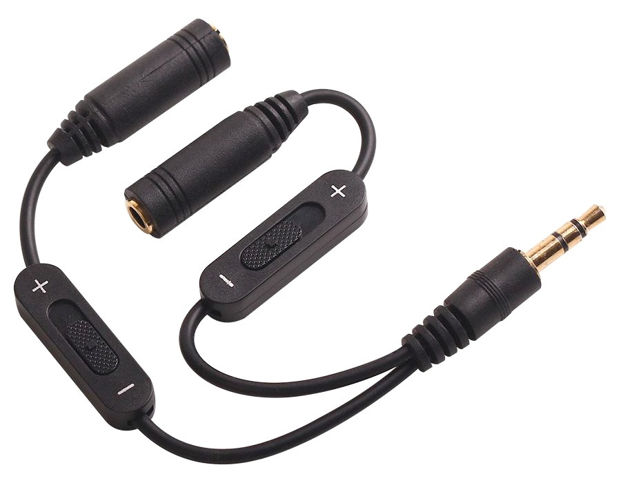 15cm Stereo 3.5mm Audio Jack Splitter Cable with Separate Volume Controls (Male to 2x Female) (Photo )