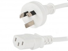 1.8m IEC Power Cable - White (IEC-C13 to Australian Mains Plug)