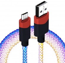 1m Multi-Colour LED Micro-USB Charging Cable (USB-A to Micro-USB) (Thumbnail )