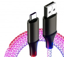 1m Multi-Colour LED USB A-C Charging Cable (USB-A to USB-C) (Thumbnail )