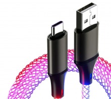 1m Multi-Colour LED USB A-C Charging Cable (USB-A to USB-C)