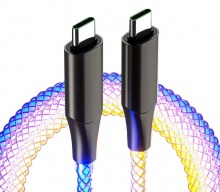 1m Multi-Colour LED USB-C 100W Fast Charging Cable (USB-C Male to Male) (Thumbnail )