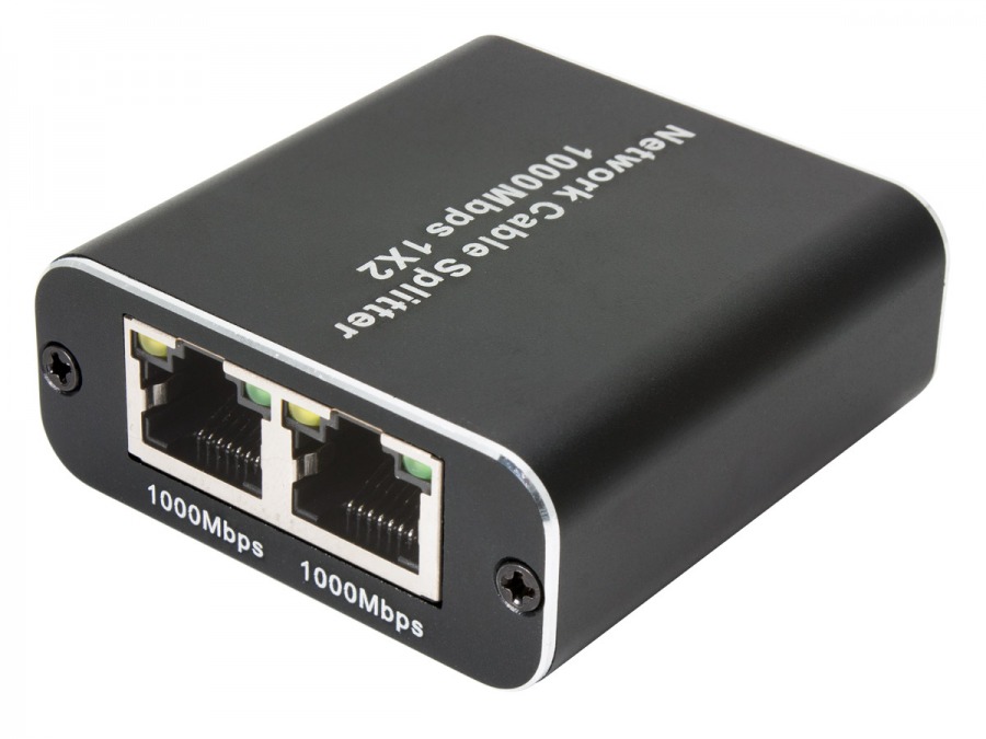 2-Port Mini Gigabit Ethernet Switch - RJ45 Splitter (PC Network Switch) (Photo )
