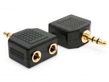 2 x 3.5mm Stereo Sockets (Female) to 3.5mm Stereo Mini Jack (Male) Adaptor