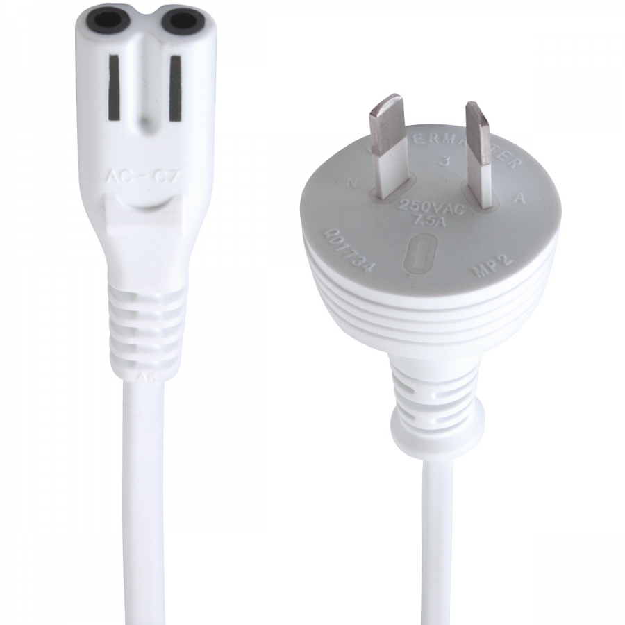 2m IEC C7 Power Cable (IEC-C7 Appliance Power Cord) - WHITE (Photo )