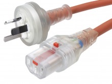 2m Locking IEC Medical Power Cable (Locking IEC-C13 to Australian Mains Plug) (Thumbnail )