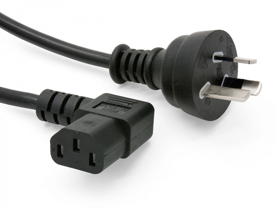 2m Right-Angled IEC Power Cable (IEC-C13 to Australian Mains Plug) (Photo )
