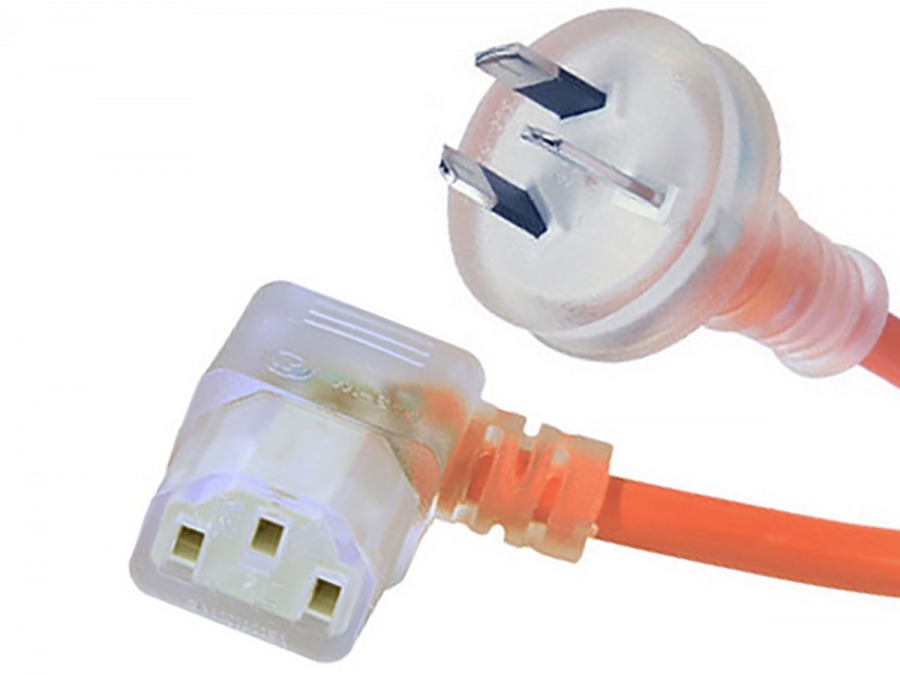 2m Right-Angled Medical IEC Power Cable (IEC-C13 to Australian Mains Plug) (Photo )