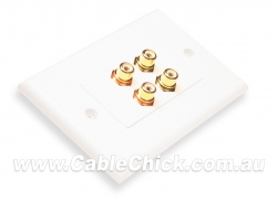 2x 2 RCA (Left & Right Audio) Home Theatre Wall Plate