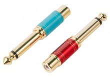 2x Premium RCA Socket to 6.5mm Mono Adapters (Set of 2 RCA to 1/4" Adapters) (Thumbnail )