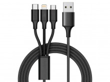 3-in-1 USB Charging Cable with Lightning, Micro-USB & USB-C (Thumbnail )