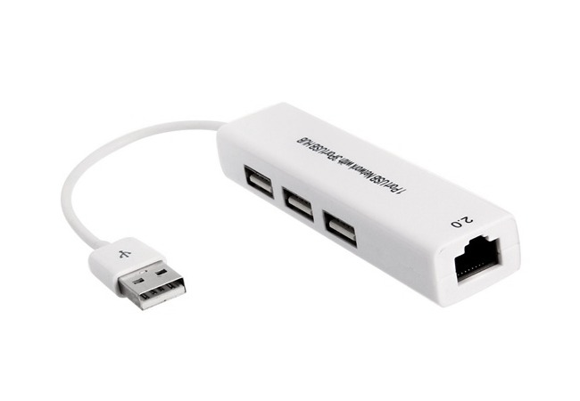 3-Port USB 2.0 Hub + 10/100 Ethernet Network Adapter (Photo )