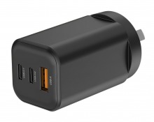3-Port USB A+C Laptop USB GaN Charger (65W - BLACK)