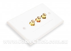 3 RCA (Composite Video + L & R Audio) Home Theatre Wall Plate
