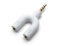 4-Pole TRRS to 3.5mm Stereo & Mic Adapter (Male to 2x Female) - White (Thumbnail )