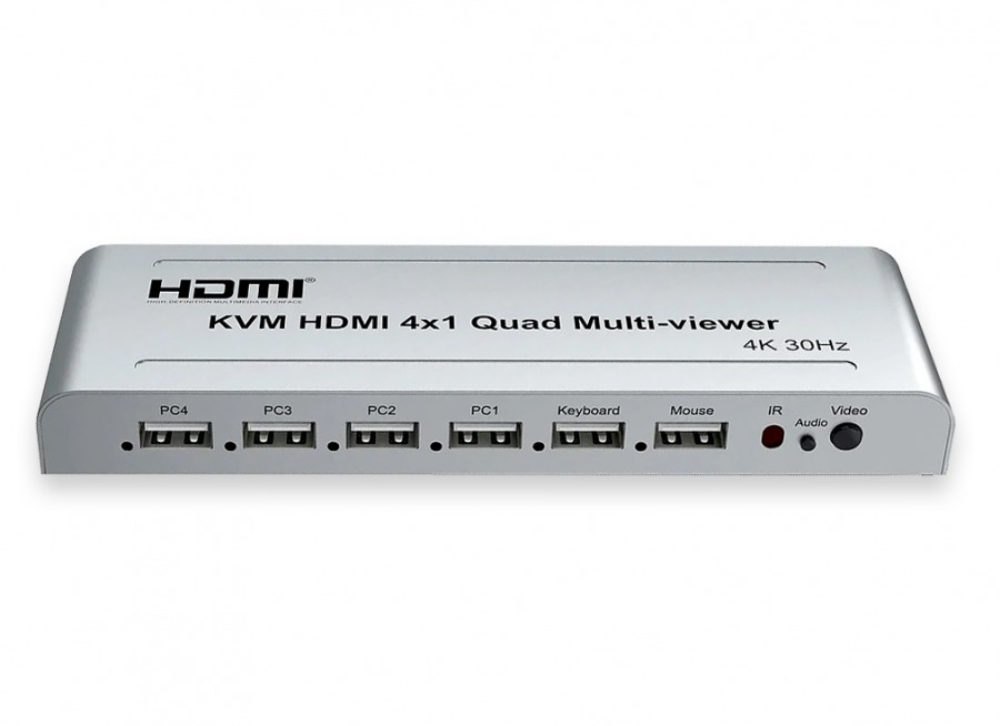 4-Port HDMI Quad Multi-Viewer & KVM Switch (4K @ 30Hz)